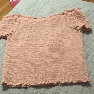 Pink off the shoulder crop top